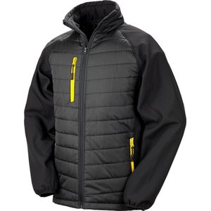 Black Compass gewatteerde softshelljas heren 'Result' Black/Yellow - L