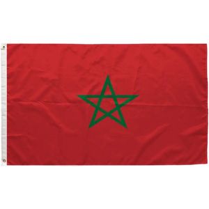 New Age Devi - Marokkaanse Vlag - 90x150cm - Originele Kleuren - Sterke Kwaliteit - Incl Bevestigingsringen - Marokko Flag