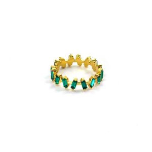 Ring Vintage Style Baguettes Emerald Green Goud | 18 karaat gouden plating | Messing | Buddha Ibiza