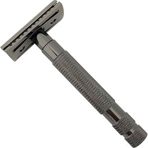 Thewooshop - Safety Razor Antraciet + 20 RVS Scheermesjes – Scheermes – Aluminium – Double Edge – Klassiek –Veiligheidsscheermes – Unisex – Duurzaam Scheren – Zero Waste