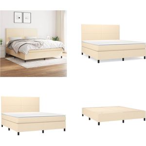 vidaXL Boxspring met matras stof crèmekleurig 160x200 cm - Boxspring - Boxsprings - Bed - Slaapmeubel