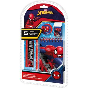 Spider-Man Schrijfset - Bureau Set - Notitieboekje - Gum - Lineaal - Potloot - Puntenslijper - Schoolset - Schrijfwarenset - Pennenset