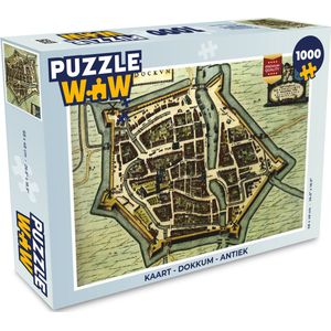 Puzzel Kaart - Dokkum - Antiek - Legpuzzel - Puzzel 1000 stukjes volwassenen