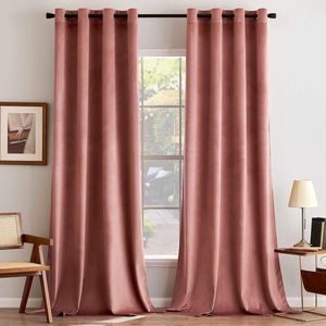 Unyqoos® Oudroze fluwelen gordijnen met inslagringen voor stijlvolle raamdecoratie in elke kamer, set van 2 stuks