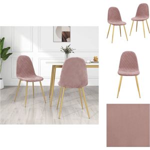 vidaXL Eetkamerstoelen - Roze Fluweel - 45 x 53.5 x 87 cm - Comfortabele Zitting - Eetkamerstoel