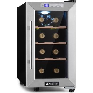 Klarstein Reserva 8 Uno - Wijnkoelkast - 23 Liter /8 Flessen - Temperatuurbereik: 11 Tot 18 °C - 26 dB - RVS - Zilver