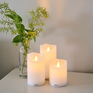 Sirius Sara Rechargeable heroplaadbare LED kaarsen - set van 3 verschillende - D 7.5 cm - H 10/12.5/15 cm