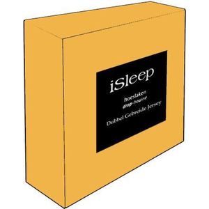 iSleep Dubbel Jersey Hoeslaken - Litsjumeaux XXL - 210x220/230 cm - Oker