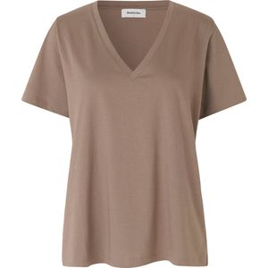 Taupe duurzaam V-hals T-shirt Pia - Modstrom