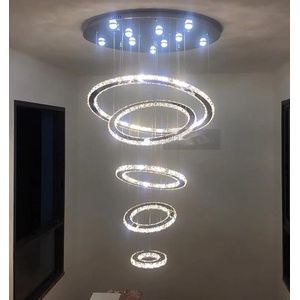 Kristallen 5 Ring Kroonluchter - Crystal Led Lamp - Woonkamerlamp - Moderne lamp - Hanglamp - Plafondlamp - Plafoniere
