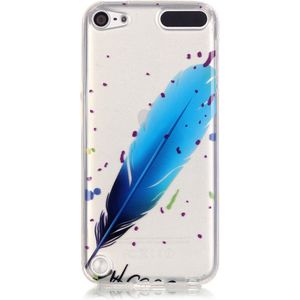 Peachy Doorzichtig hoesje geschikt voor iPod Touch 5 6 7 TPU blauwe veer spikkels