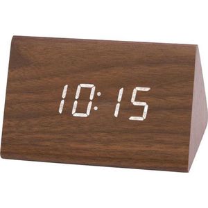 Digitale klok - Bureauklok - Wooden look - Donker hout + Witte cijfers