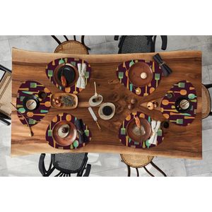 Placemat organisch - Placemats organic - Onderleggers - Keukengerei - Patroon - Retro - 6 stuks