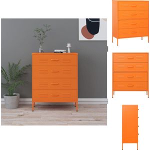 vidaXL Bijzetkast - 80 x 35 x 101.5 cm - Staal - Oranje - Commode