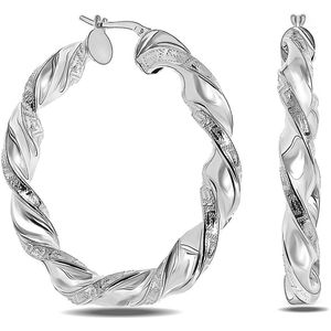 Juwelier Zwartevalk - Zilveren wokkel oorbellen met meander teken 22.217/47mm--