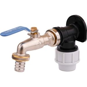 Tuinkraan Waterleiding Tuinslangkit 3-4-BSP-Inlaat en 1-BSP-Uitlaat MDPE Vrouwelijke Elleboog 25mm x 3-4-BSP Messing Slangkoppeling
