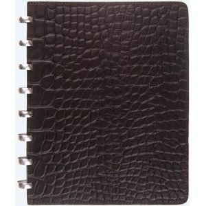 Atoma PUR notebook formaat A5 gelijnd donker bruin leder  Croco 144 bladzijden