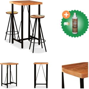 vidaXL 3-delige Barset massief acaciahout en gerecycled hout - Set tafel en stoelen - Inclusief Houtreiniger en verfrisser