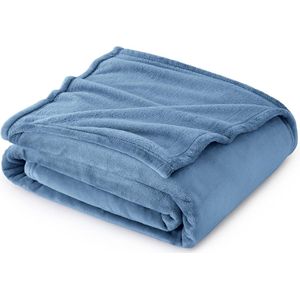 fleece deken voor bed en bank lichtblauw 150x200cm, super zachte donzige deken voor woonkamer en slaapkamer