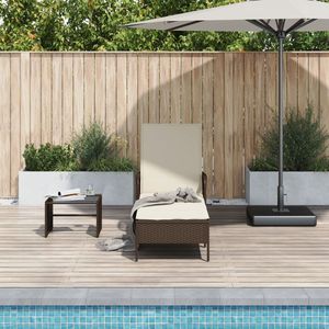 vidaXL - Zonnebed - Bruin - en - crème - wit - PE - Riet - 157 - x - 55 - x - 92 - cm - Opvouwbaar