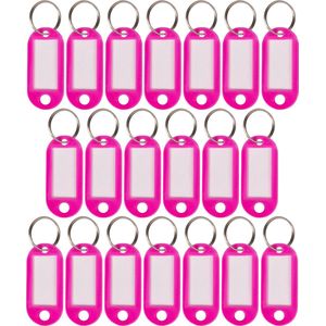 WINTEX Sleutelhanger met Labels - 20 stuks - Heavy Duty Sleutelringen - Gekleurde Sleutelhanger met ring en etiket - Roze