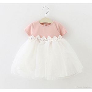 Baby feestjurk - Wit – Rose - Zomer jurk - Princes jurk – maat 86 (12-18 manden)