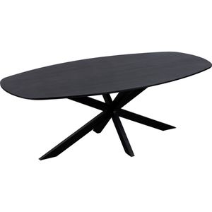 QUVIO Eettafel Sofia - Deens ovaal - 220x110 cm - Stalen kruispoot - FSC®-gecertificeerd mangohout - Zwart