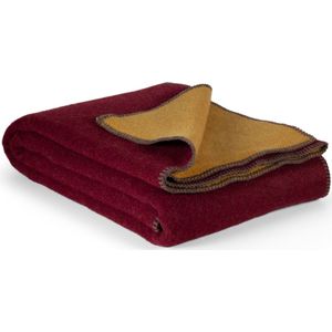 MoST - Wijn & Honing - 2-persoons omkeerbare bed deken - Merino wol - 200 x 220 cm - rood-geel