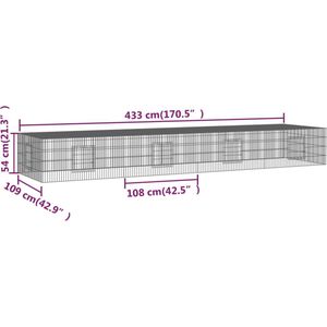vidaXL-Konijnenkooi-met-4-panelen-433x109x54-cm-gegalvaniseerd-ijzer