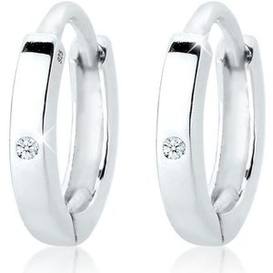 Elli PREMIUM Dames Oorbellen Dames Creolen Basic met Diamant (0.01 ct.) in 925 Sterling Zilver