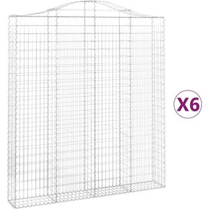 vidaXL - Schanskorven - 6 - st - gewelfd - 200x30x220/240 - cm - ijzer