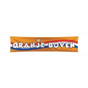 Mega banner oranje boven - 180 x 40 cm - banier / spandoek - EK / WK / Koningsdag versiering