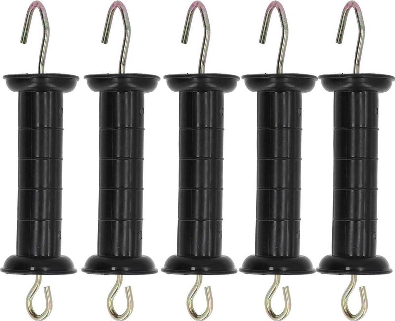 Elektrische omheiningshandvat - 5 stuks - hek grip handvat - geïsoleerde poort grip bar met metalen haak - voor boerderij weide