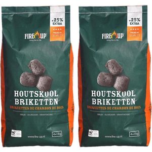 2x zakken fire-up houtskool briketten 5 kilo - BBQ