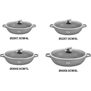 Royal Swiss Braadpan, stenen coating - 28cm Grijs 4l - Beschikbaar in 4 maten en 2 kleuren