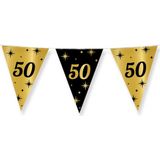 Leeftijd verjaardag feest vlaggetjes 50 jaar geworden zwart/goud 10 meter