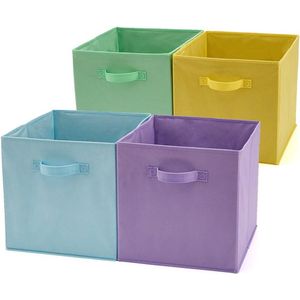 Opvouwbare kubus opbergdozen voor baby kinderen speelgoed - Set van 4 - Gemengde kleuren - 33 x 37 x 33 cm