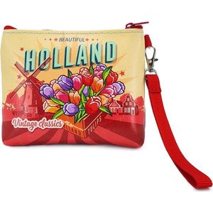 Portemonnee & Tasje - Holland Tulpen - Souvenir - Tulpen & Molen - Rood - Een Stuk