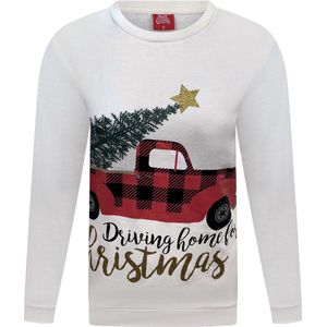 Kersttrui Auto Kerstboom Beige - Dames