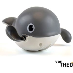 van Theo® - Badspeeltje Walvis - Opwindbaar Badspeelgoed - Speelgoed voor in Bad - Grijs - Vanaf 1 jaar