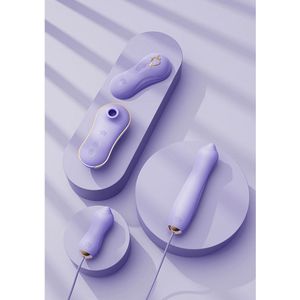Zalo Sucking Vibrator with Pump and Different Attachments violet