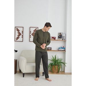 Heren Pyjama Set / Huispak Tobias / Olijfgroen kleur / 5XL