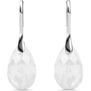 Shoplace Oorbellen dames met Swarovski kristallen - Druppel - 18 Karaat Witgoud verguld - Oorhangers - Swarovski oorbellen - Cadeau voor vrouw - Transparant