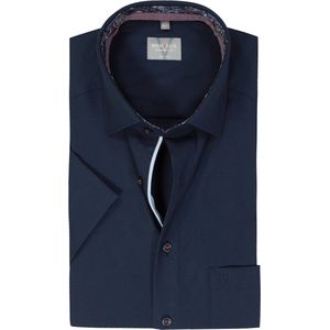 MARVELIS comfort fit overhemd - korte mouw - popeline - donkerblauw - Strijkvrij - Boordmaat: 42
