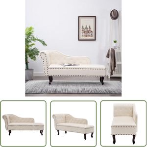 vidaXL Chaise Longue Kunstleer Crèmewit Chesterfield Fauteuil - Kunstleder Bank - Lounge Stoel - Relaxstoel - Creme Wit