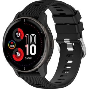 Strap-it Siliconen bandje 20mm geschikt voor Garmin Venu / Venu SQ / SQ 2 / Venu 2 Plus / Vivoactive 3 / Vivoactive 5 / Vivomove (HR - Style - Luxe - Sport) / Forerunner 245 / 645 / 55 / 165 - zwart