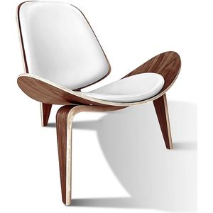 OHNO Furniture Tonder Lounge Stoel - Shell Chair, Imitatieleer, Hout, Zwart