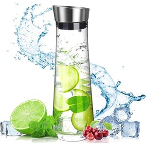 Glazen waterkaraf met deksel voor sap, ijsthee en meer - 1,5 liter
