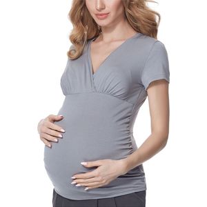 Bellivalini Dames Positie - Shirt Met Borstvoedingsfunctie – Grijs – M - BLV-BLV50-123-BL