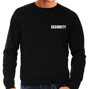 Security grote maten sweater / trui zwart voor heren - bedrukking aan voor- en achterkant - beveiliger trui XXXL